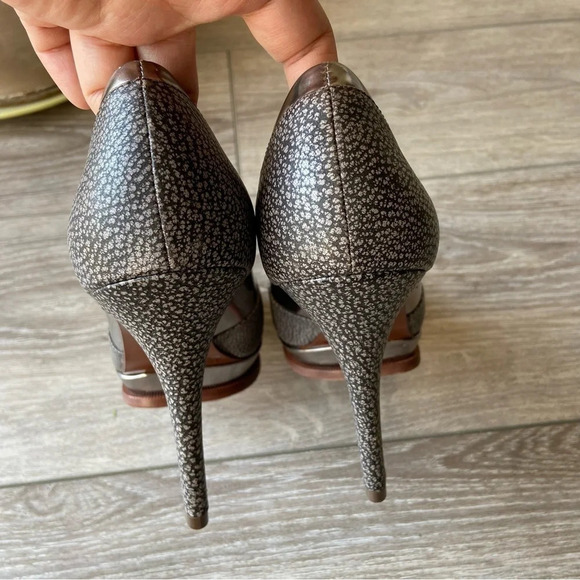 BCBGMAXAZRIA Pebbled Leather Peep Toe Platform Pumps - Picture 8 of 15